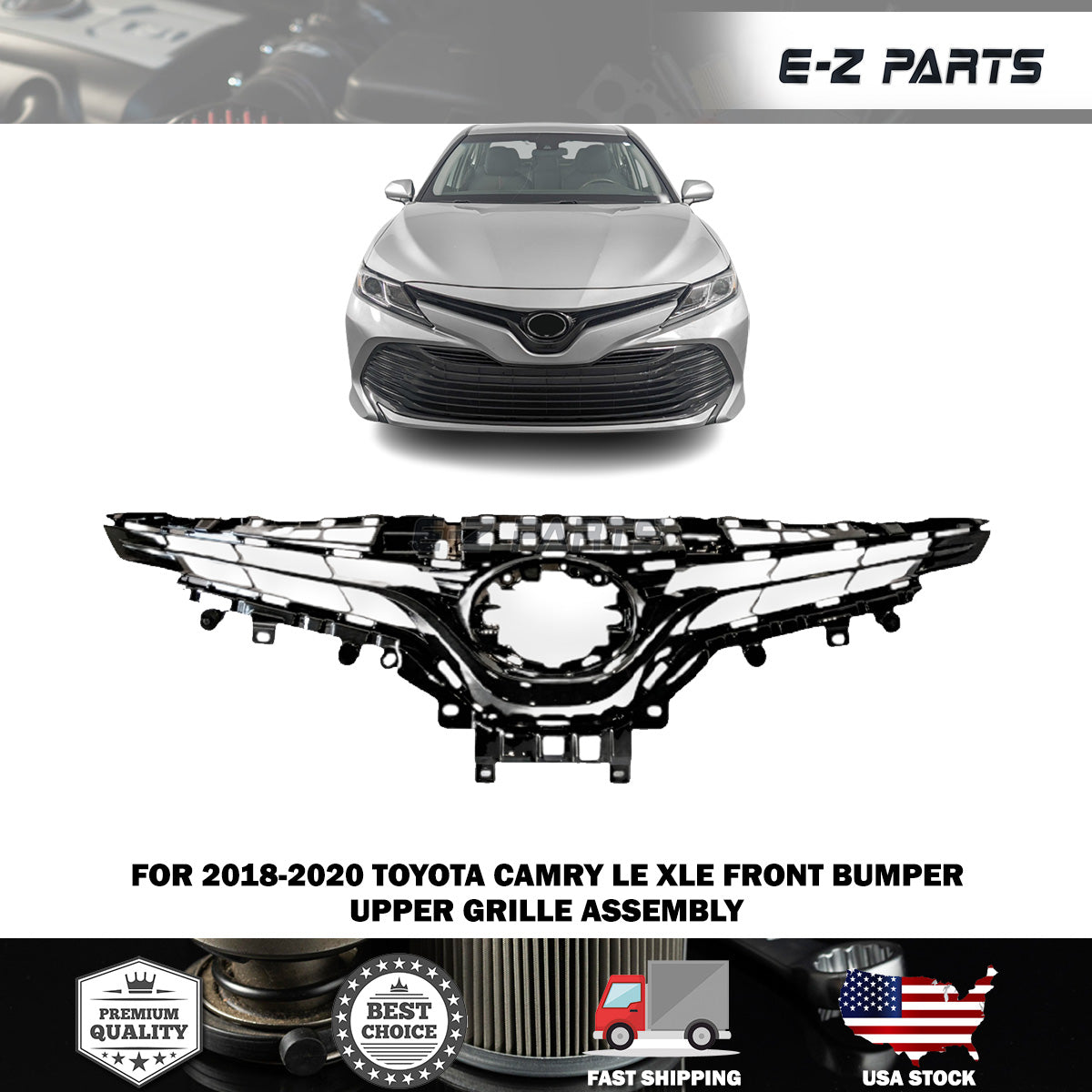 For 2018 2019 2020 Toyota Camry LE XLE Front Bumper Upper Grille Assembly