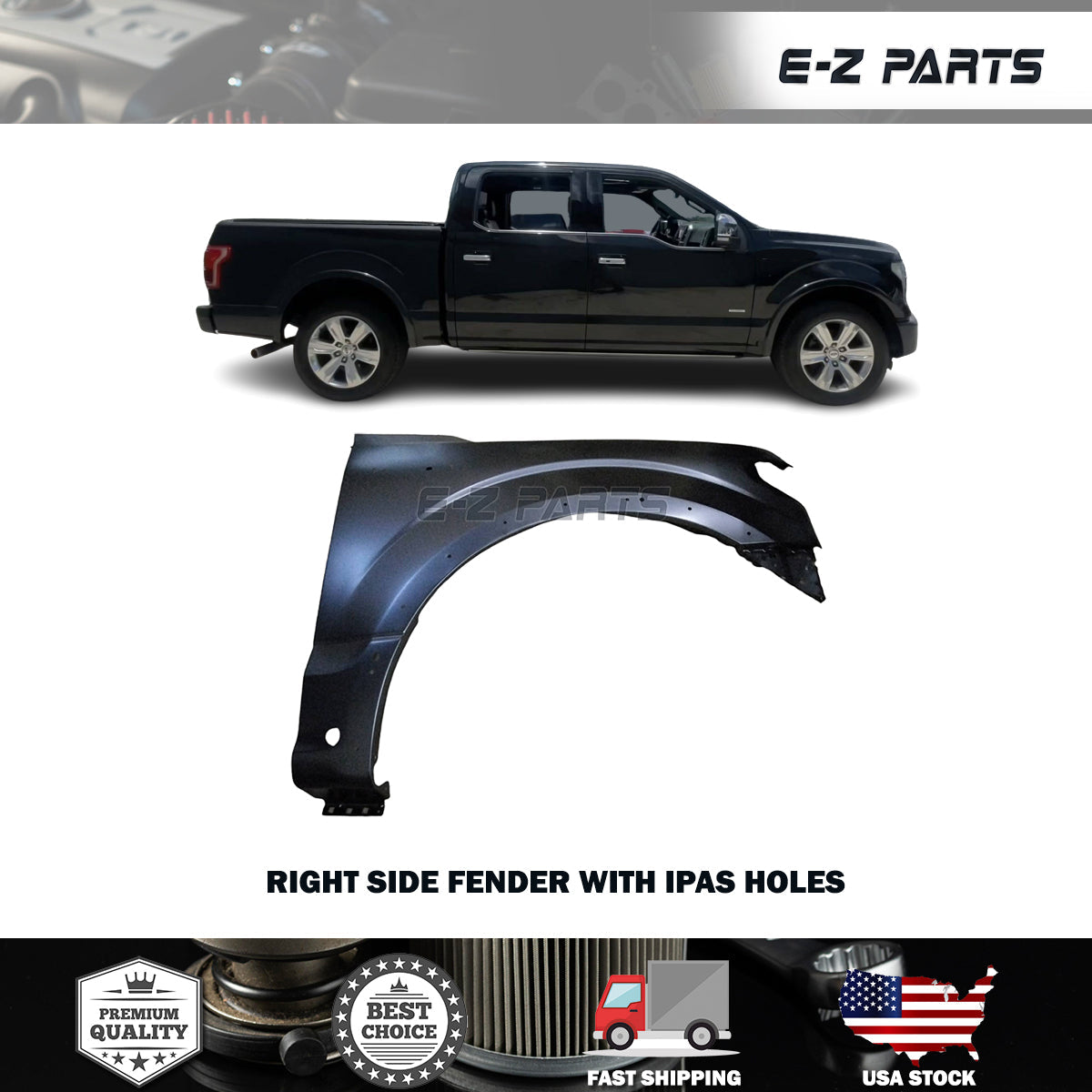 For 2015-2020 Ford F150 Aluminum With IPAS Holes Fender Passenger Side RH