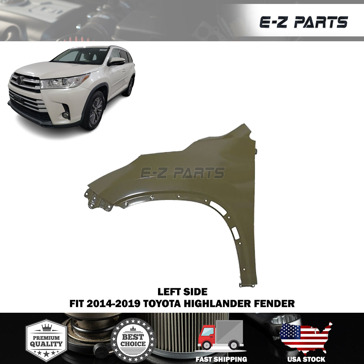 Fit 2014-2019 Toyota Highlander Left Fender Driver Side LH
