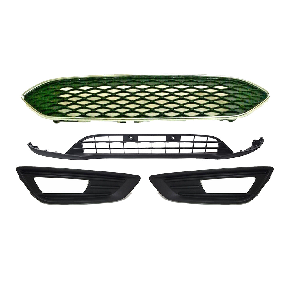 For 2015-2018 Ford Focus Upper Grille with Lower Valance and Fog Light Covers