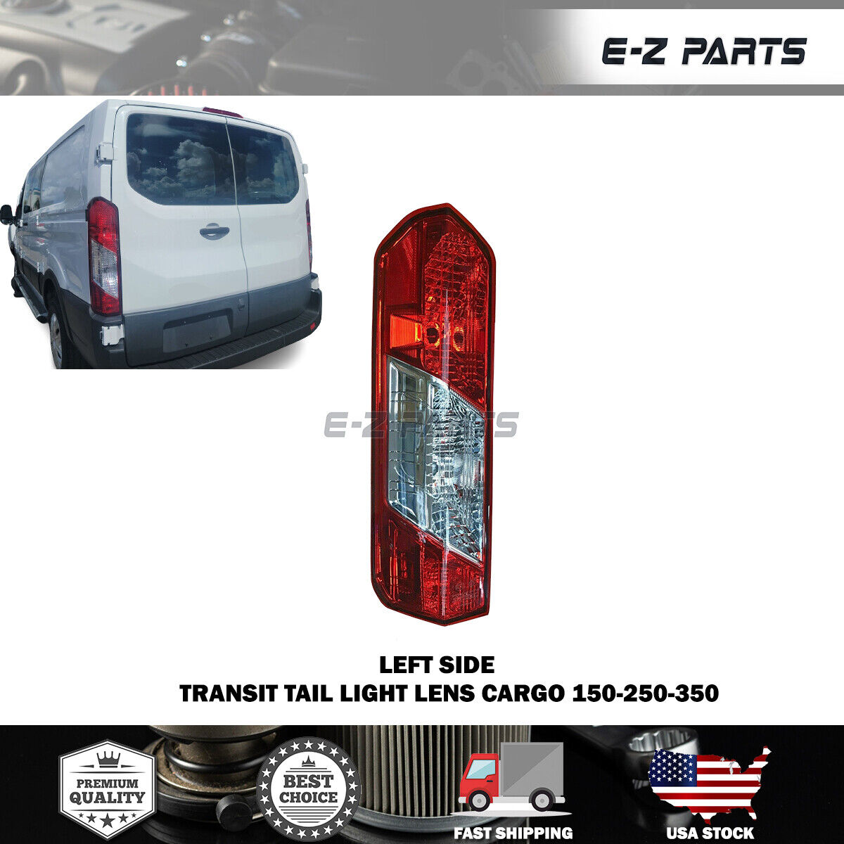 Fit 2015-2019 Ford Transit 150-250-350 Tail Light Cargo Van and Bus Tail Lamp, Rear Lights (Left Driver Side)