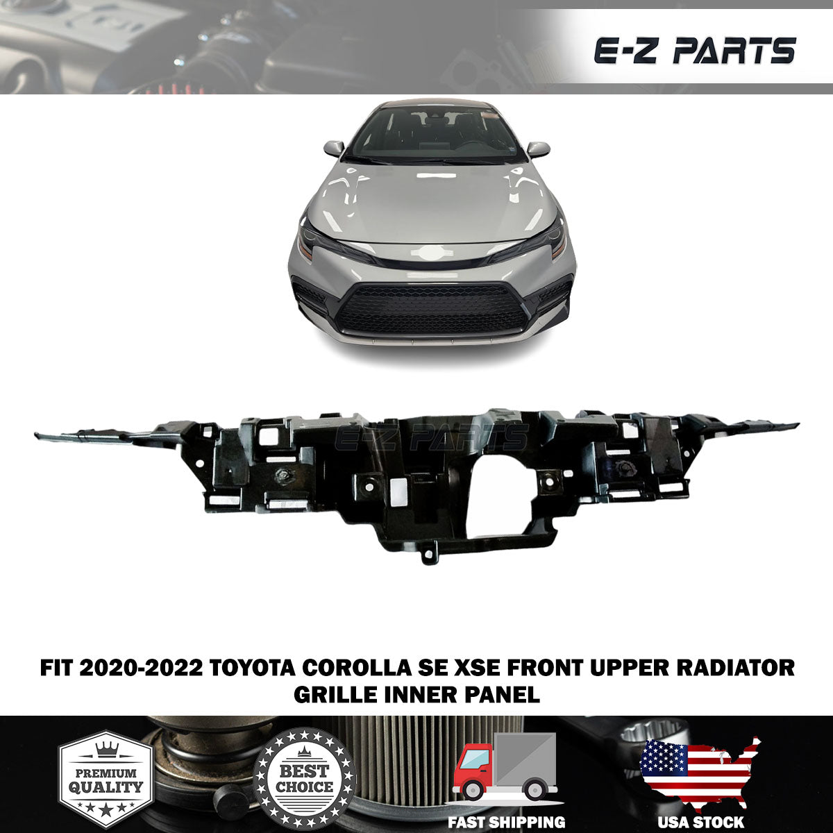 For 2020-2022 Toyota Corolla SE XSE Front Upper Radiator Grille Inner Panel