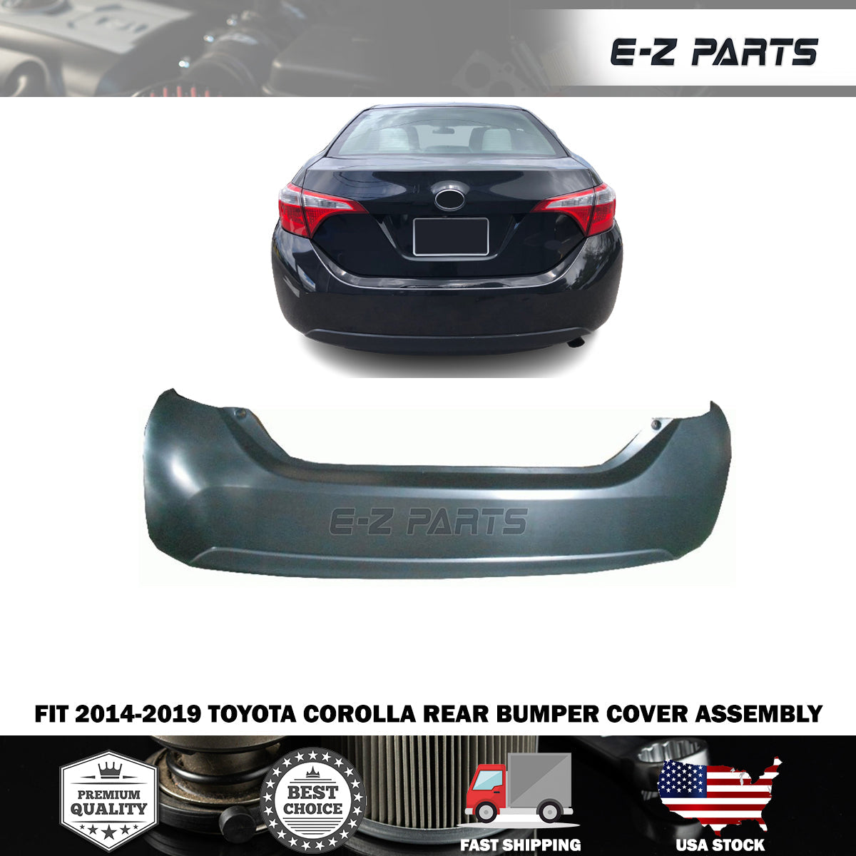 For 2014-2019 Toyota Corolla Rear Bumper Cover Assembly