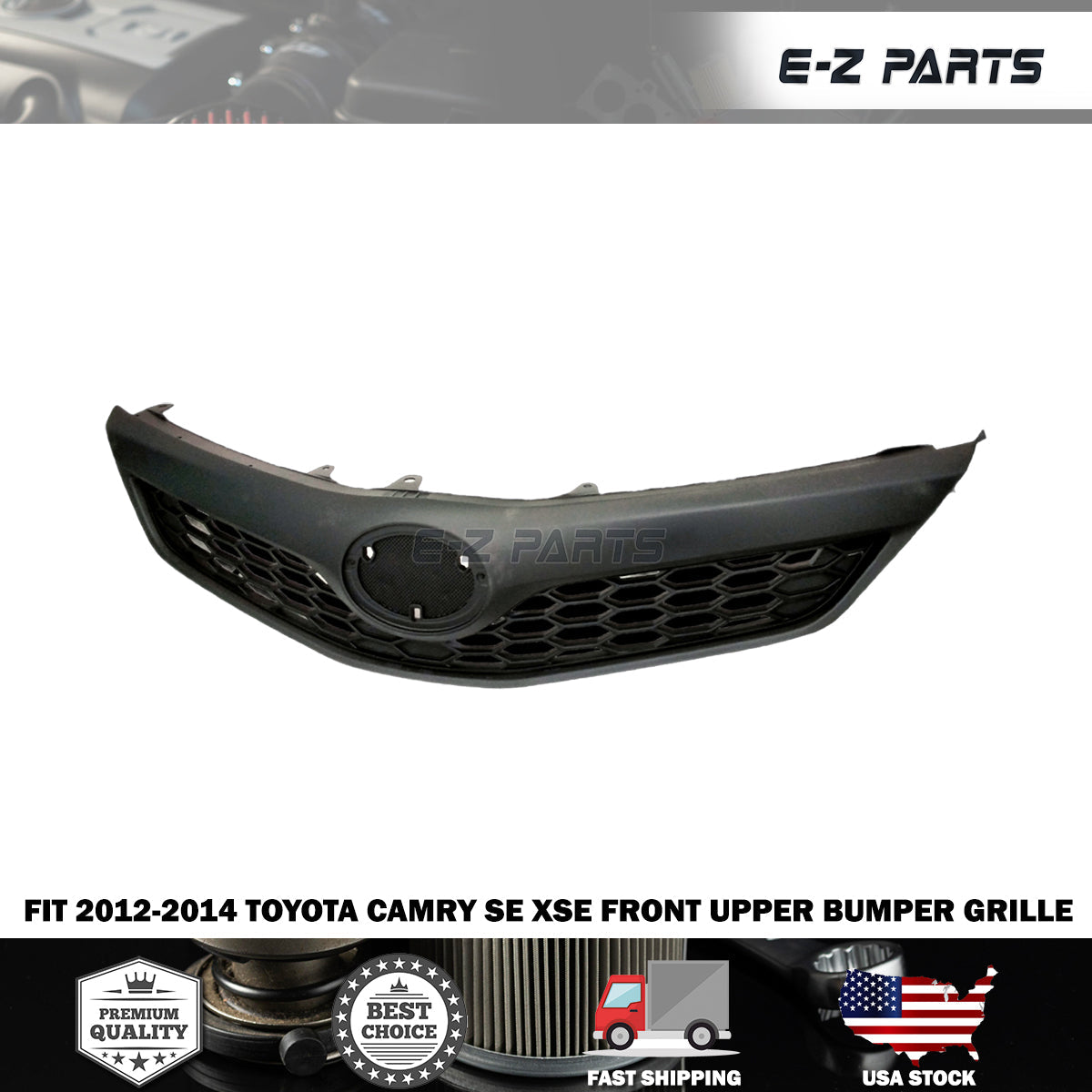 For 2012-2014 Toyota Camry SE XSE Front Upper Bumper Grille Black