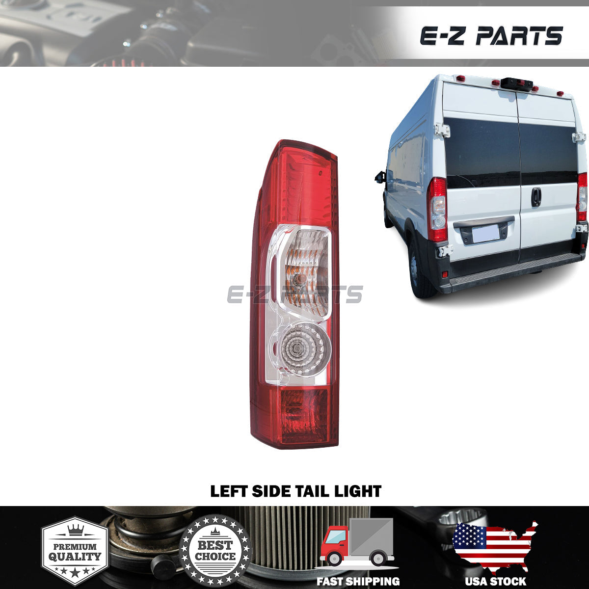 E-Z PARTS For 2014-2022 RAM Promaster Tail Light, Rear Lights (Left Driver Side)