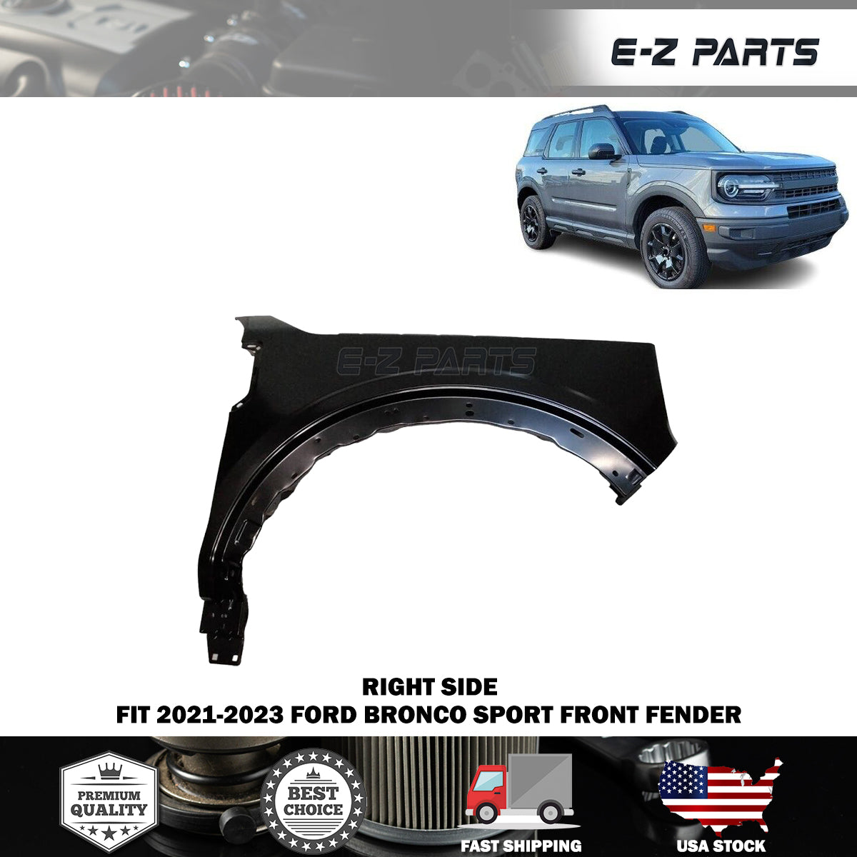 For 2021-2023 Ford Bronco Sport Right Front Fender Passenger Side RH
