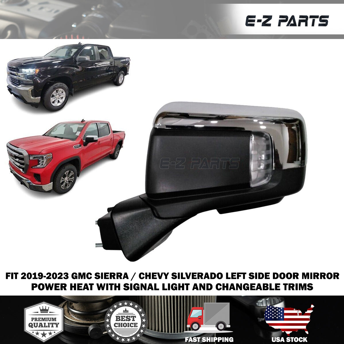 For 2019-2023 GMC Sierra / Chevy Silverado Left Side Door Mirror Power Heat