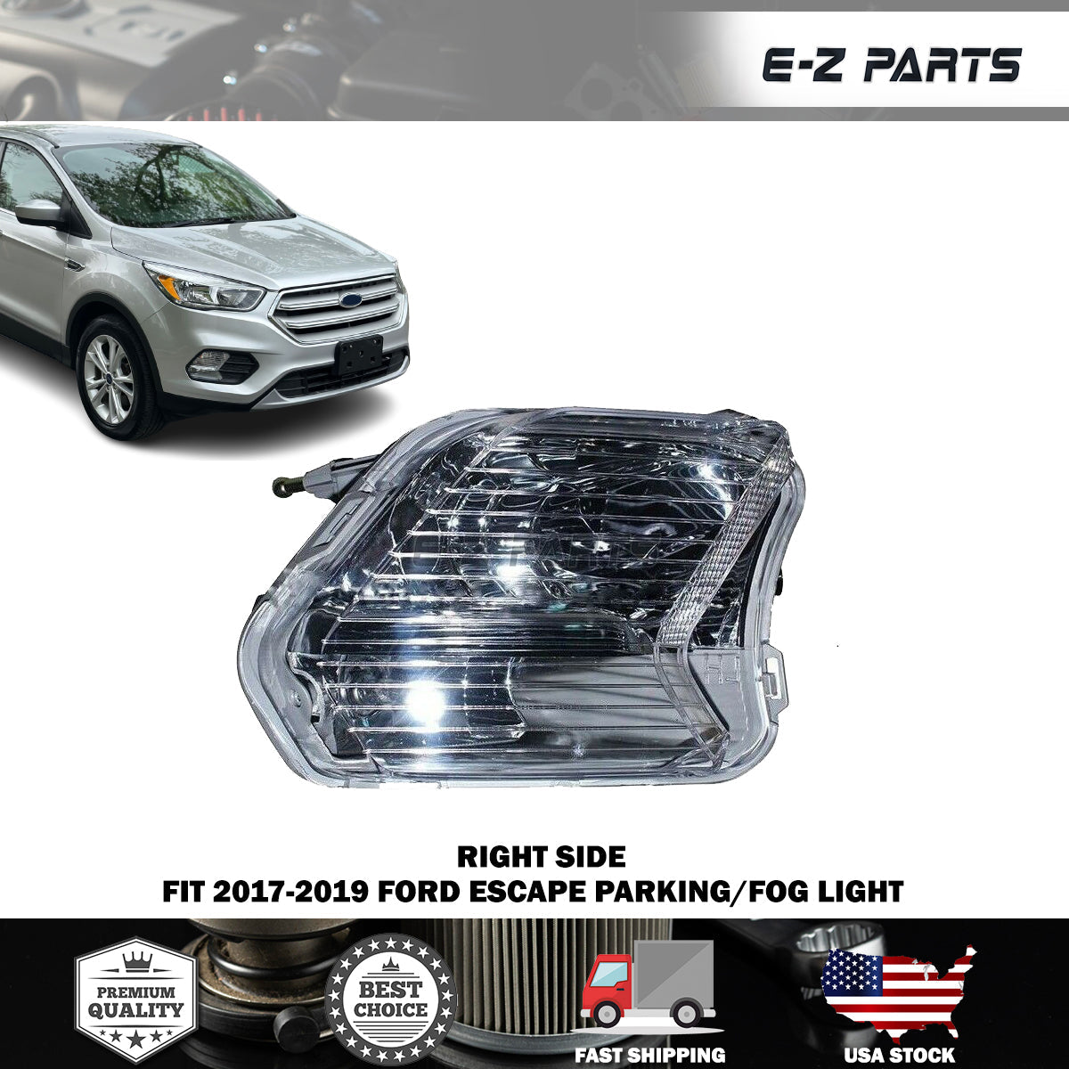Premium Quality for 2017-2019 Ford Escape Parking/Fog Light RH Side