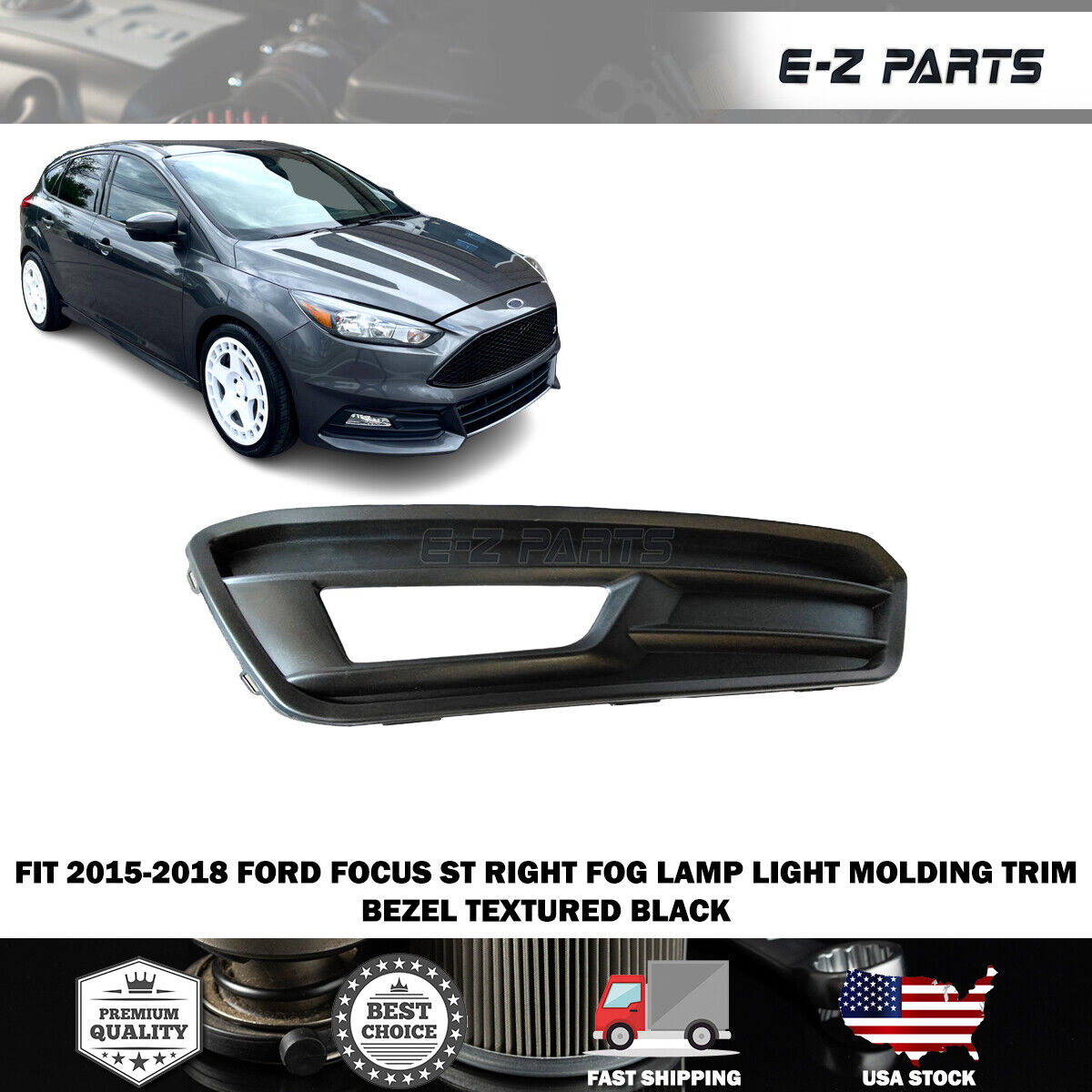 For 2015-2018 Ford Focus ST Right Fog Lamp Light Molding Trim Bezel Textured