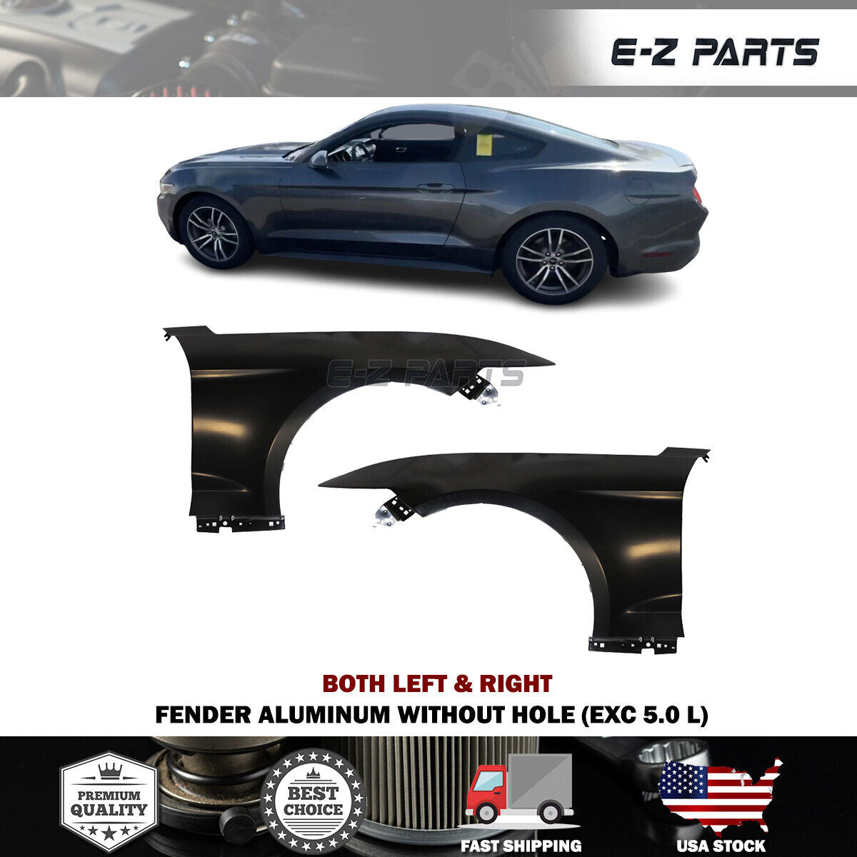 For 2015-2017 Ford Mustang Both Left & Right Front Fenders Aluminum