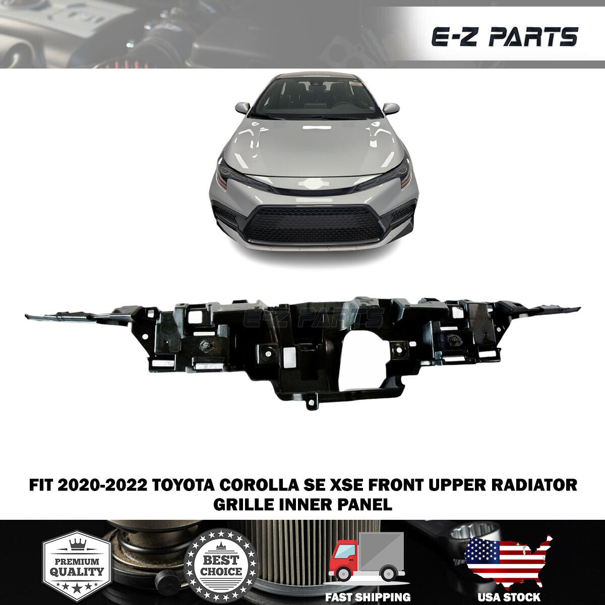 For 2020-2022 Toyota Corolla SE XSE Front Upper Radiator Grille Inner Panel