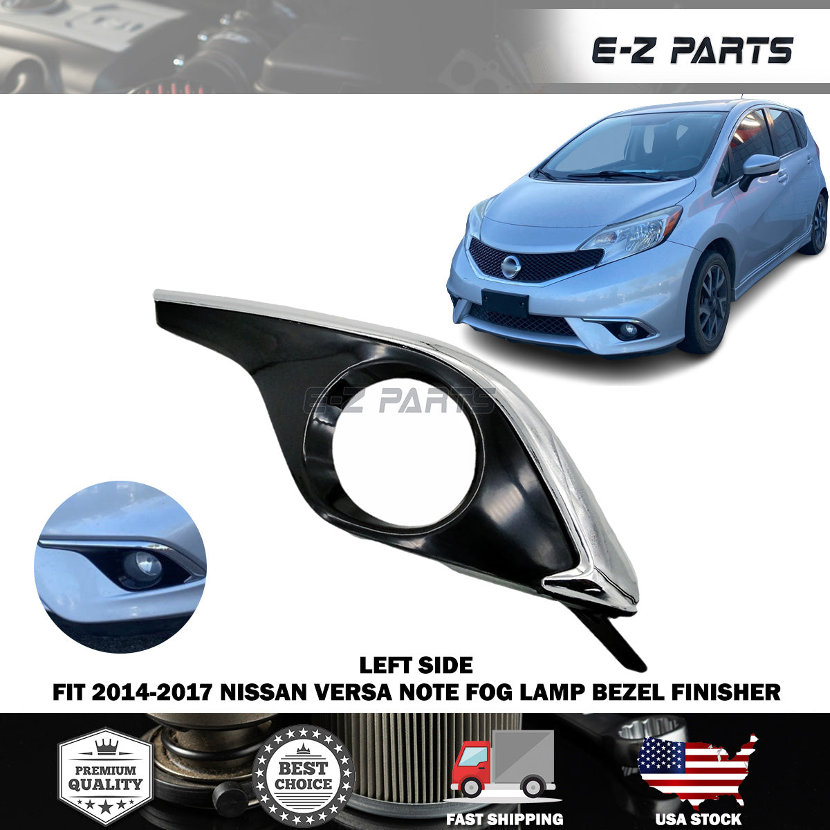 For 2014-2017 Nissan Versa Note Driver LH Fog Lamp Bezel Finisher 62257-9MB0H