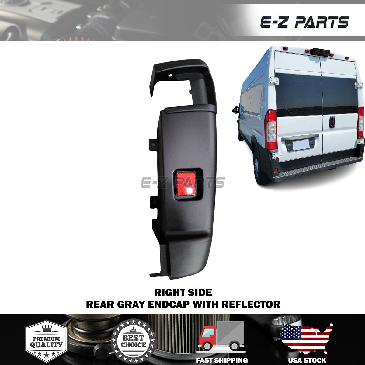 For 2014-2022 RAM Promaster Right Rear Endcap with Reflector Passenger