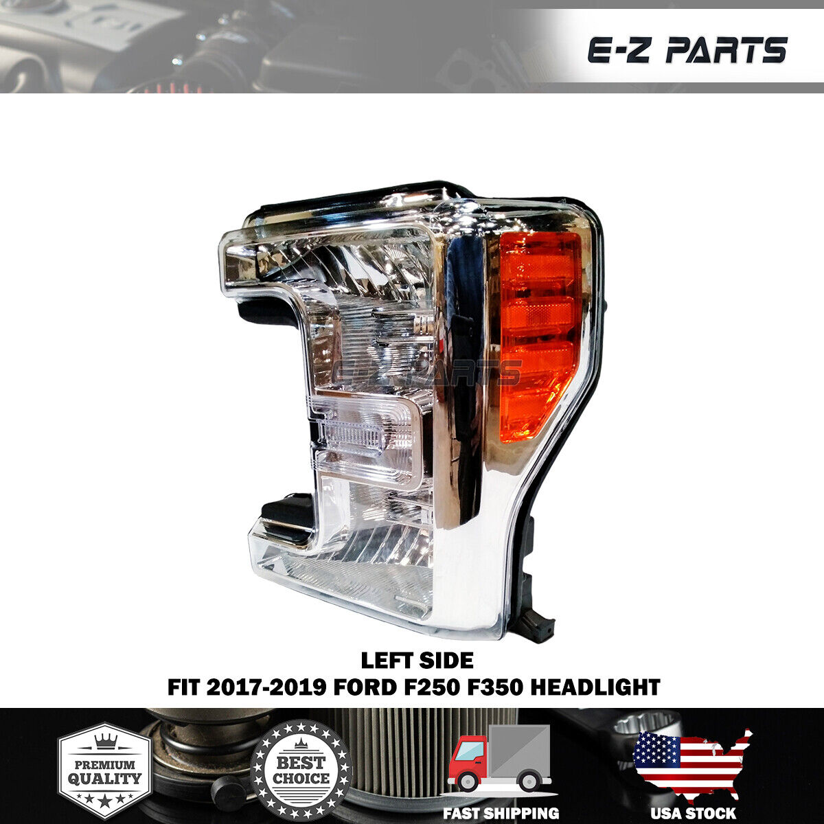 Premium Quality for 2017-2019 Ford F250 F350 Headlight Head Lamp Left Side