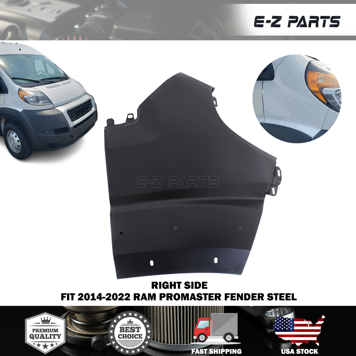 For 2014-2022 RAM Promaster Right Fender Steel Passenger Side RH