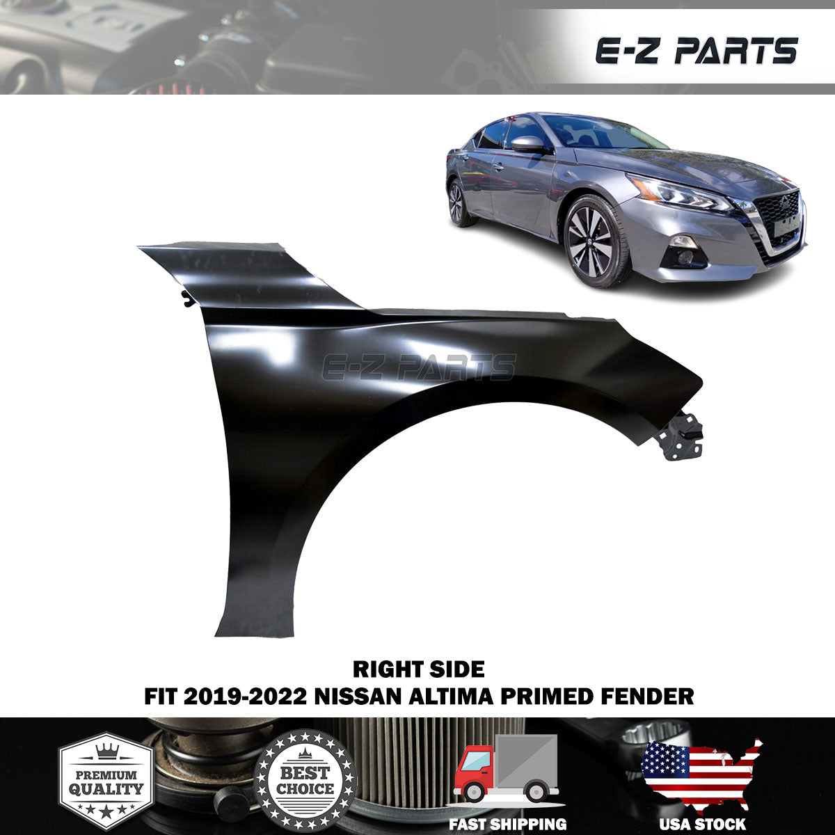 For 2019-2022 Nissan Altima Primed Fender Passenger Side RH