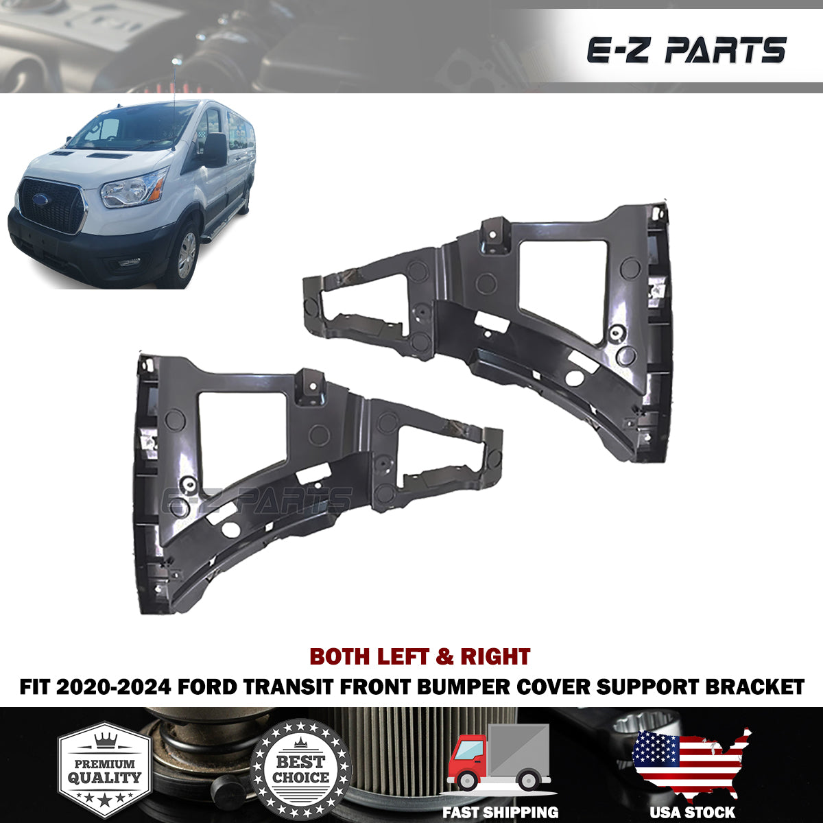 Fit 2020-2024 Ford Transit Both Left & Right Front Bumper Cover Support Bracket