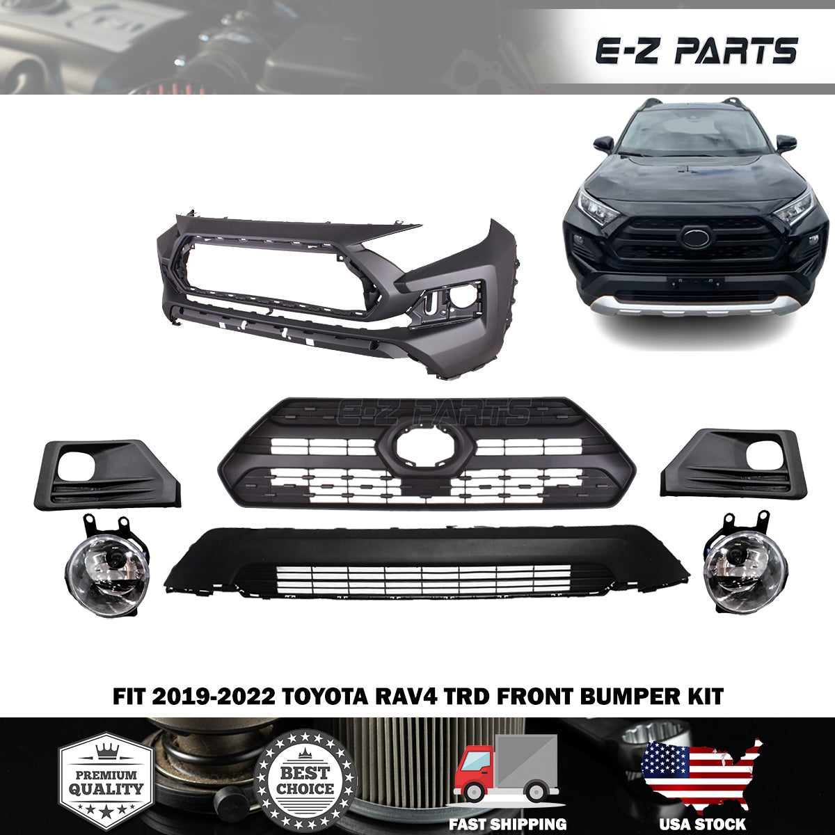 Fit 2019-2022 Toyota RAV4 TRD Front Bumper Kit
