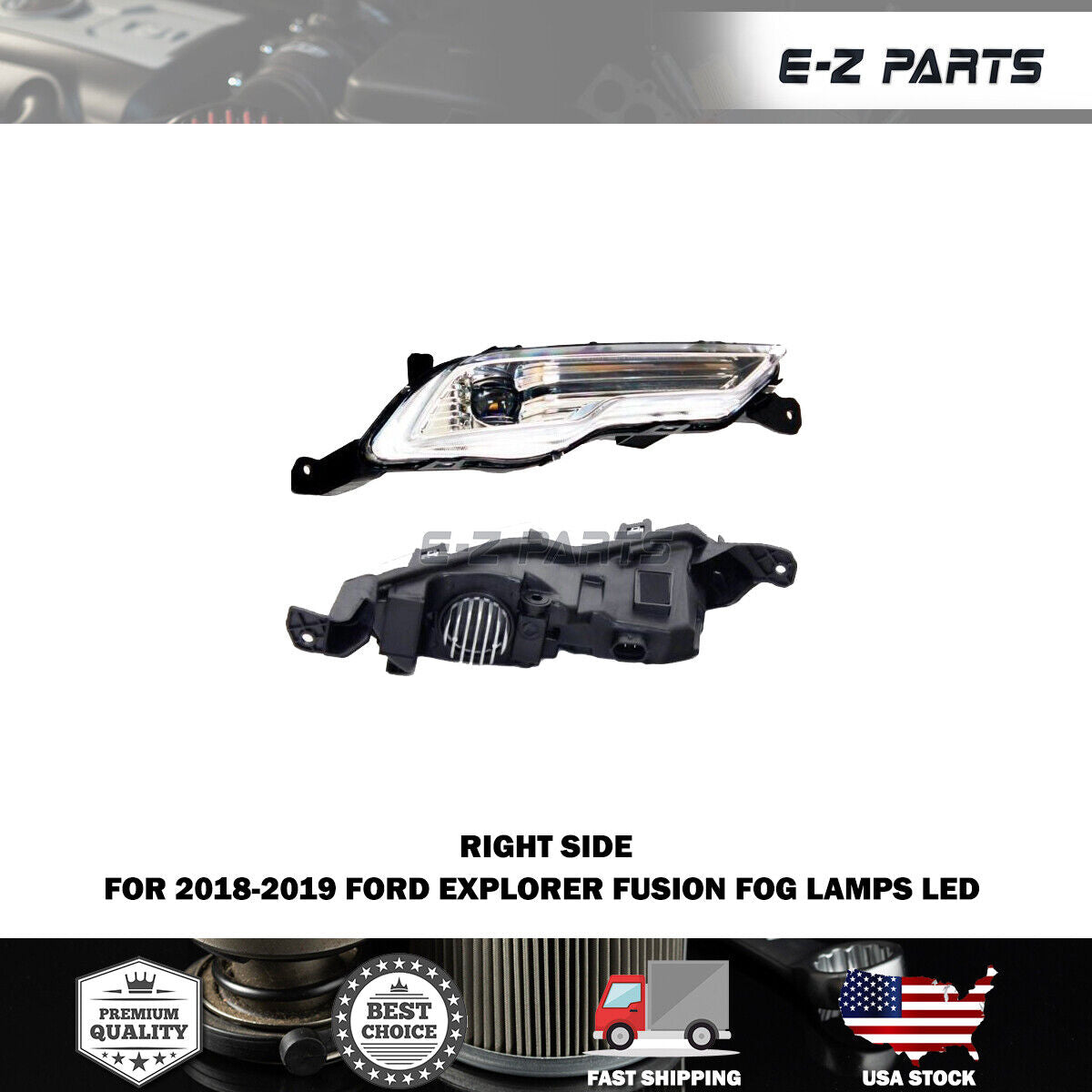 Premium Quality for 2017-2019 Ford Explorer Fog Light Assembly Right RH