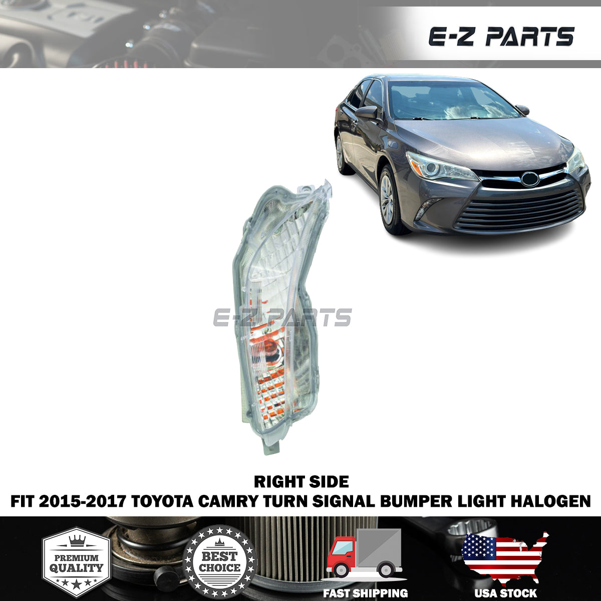 For 2015-2017 Toyota Camry Passenger Right Turn Signal Bumper Light Halogen