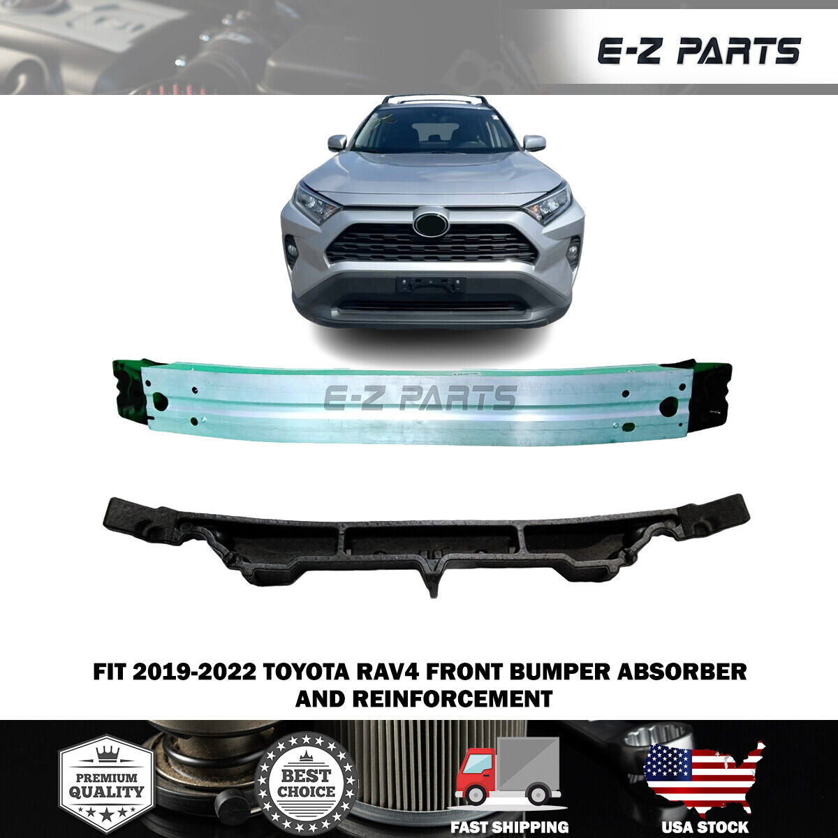 For 2019-2022 Toyota RAV4 Front Bumper Absorber and Reinforcement