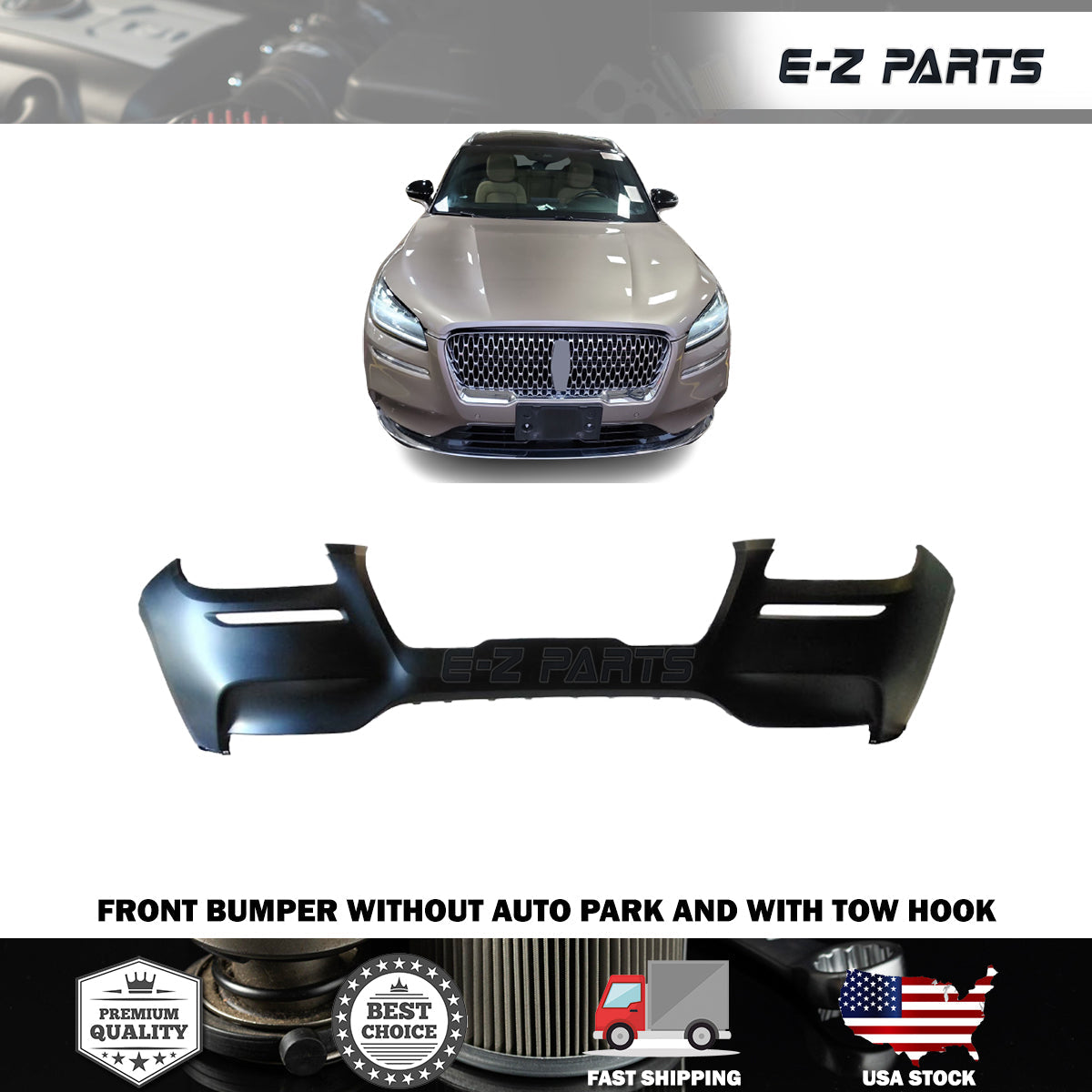For 2020-2021 Lincoln Corsair Front Bumper W/O Auto Park W/Tow Hook