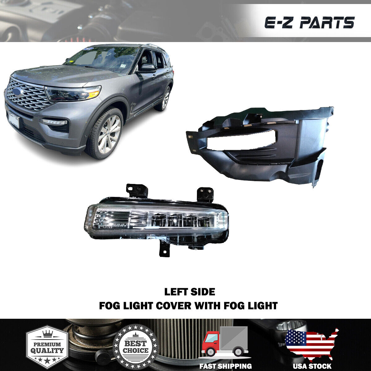 For 2020-2022 Ford Explorer Left Fog Light Cover With Fog Light Driver Side LH
