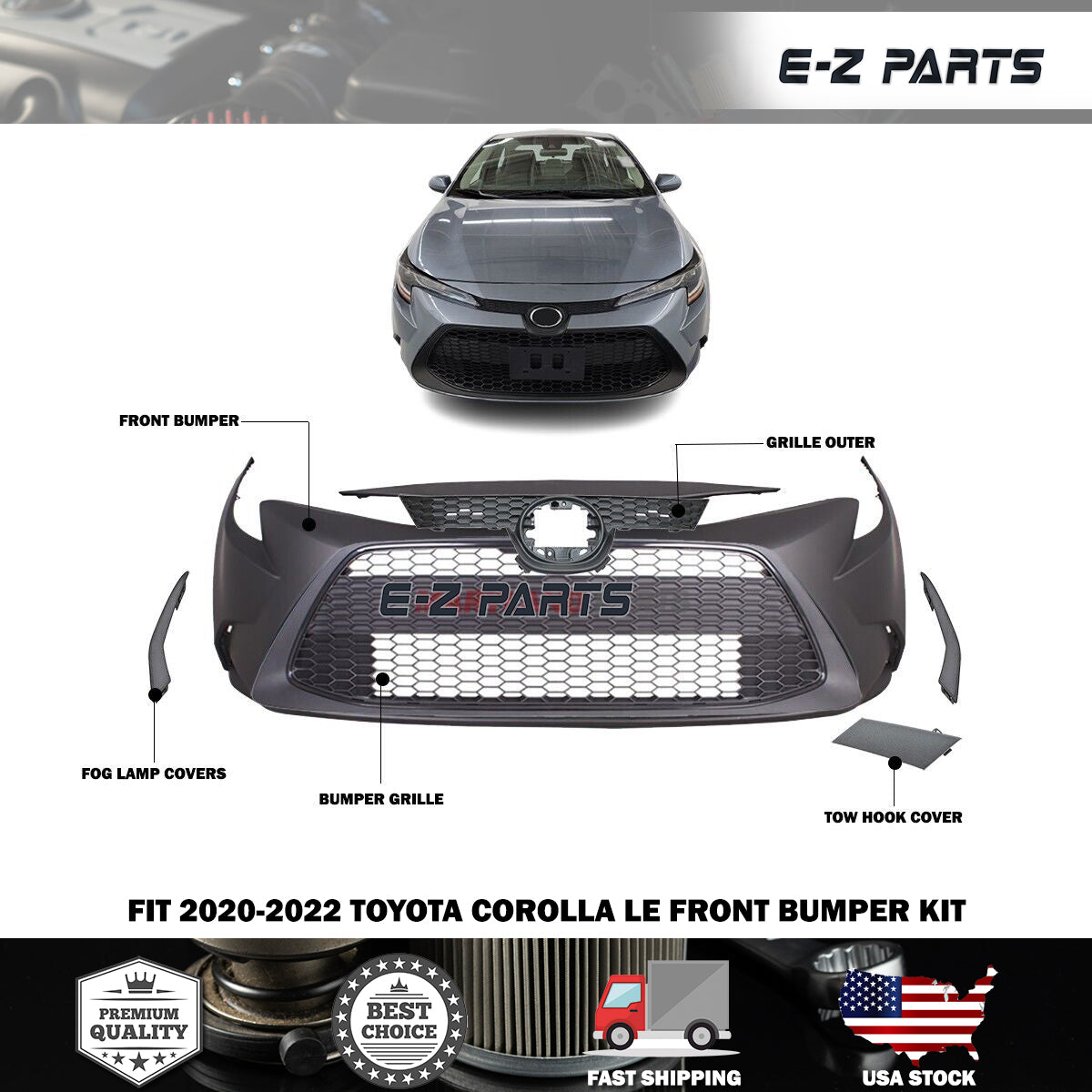 For 2017-2019 Toyota Corolla LE Front Bumper Kit
