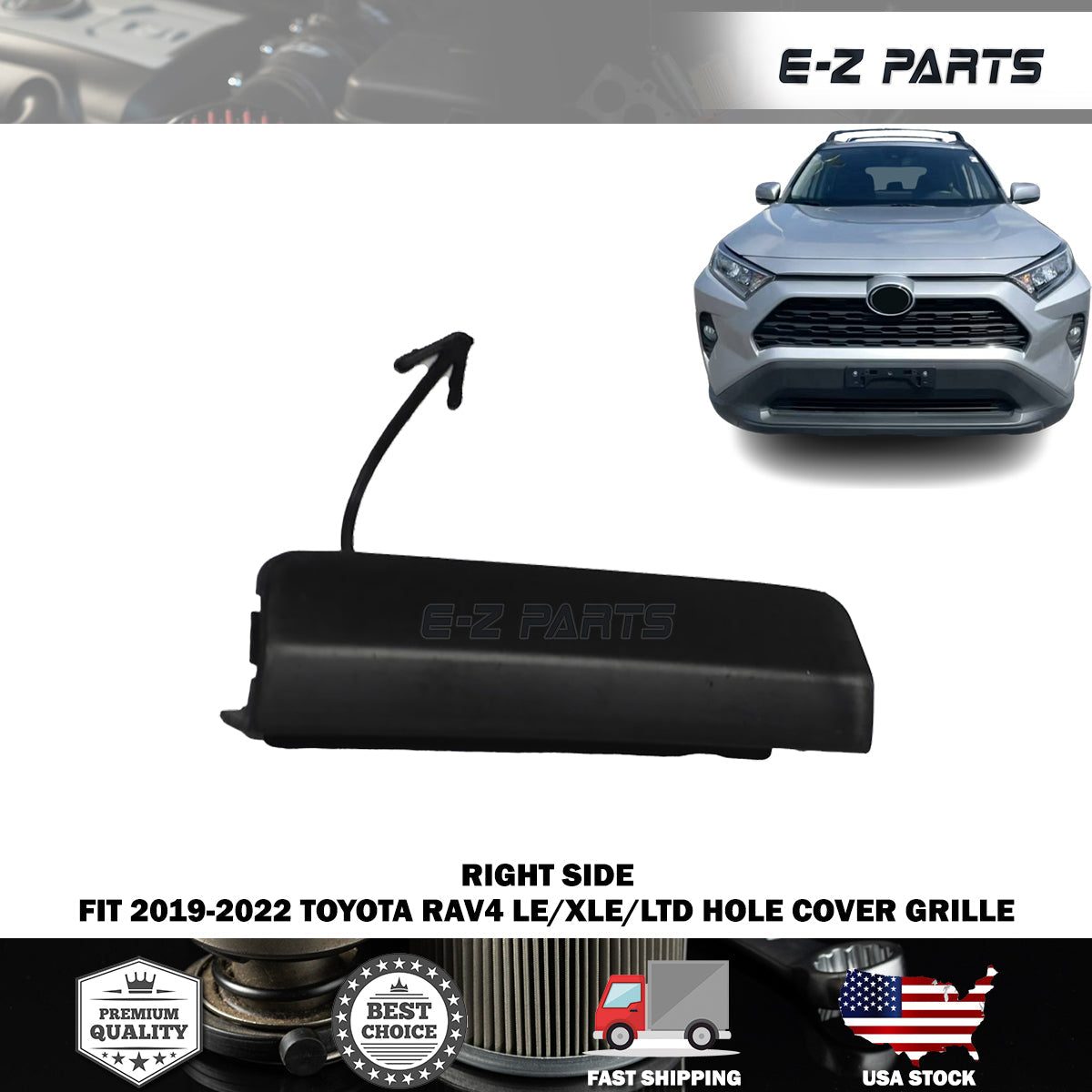 For 2019-2022 Toyota RAV4 LE/XLE/LTD Right Hole Cover Grille Passenger Side RH