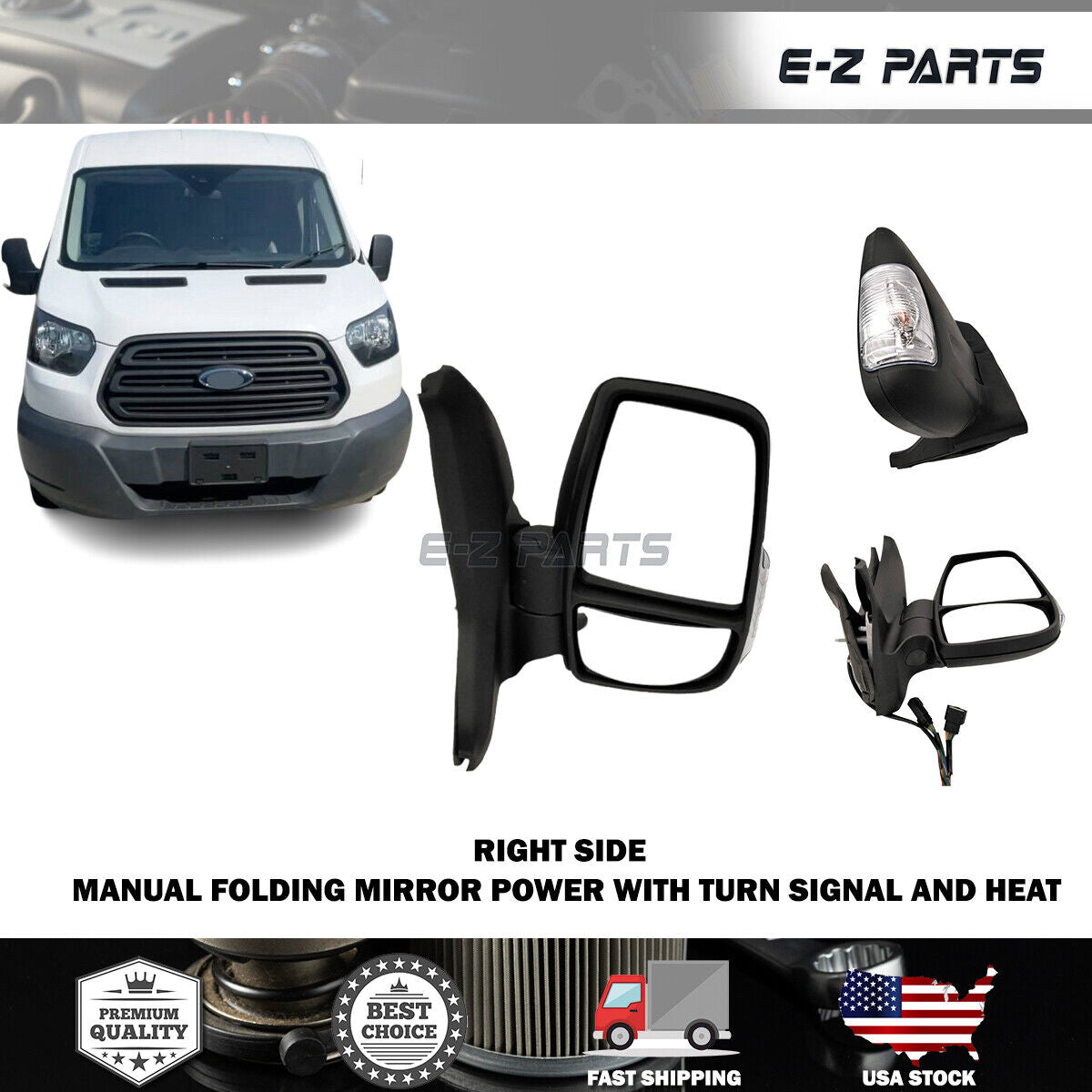 For 2015-2022 Ford Transit Right Side Mirror Power With Turn Signal And Heat