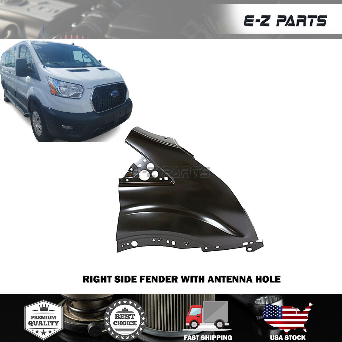 For 2015-2023 Ford Transit Fender With Antenna Hole RH Passenger