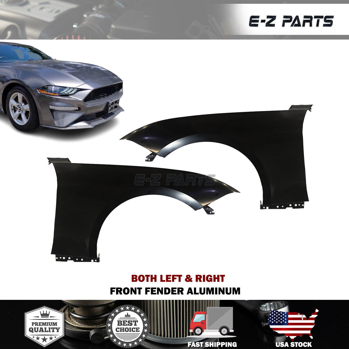 For 2018-2022 Ford Mustang Both Left & Right Front Fenders Aluminum