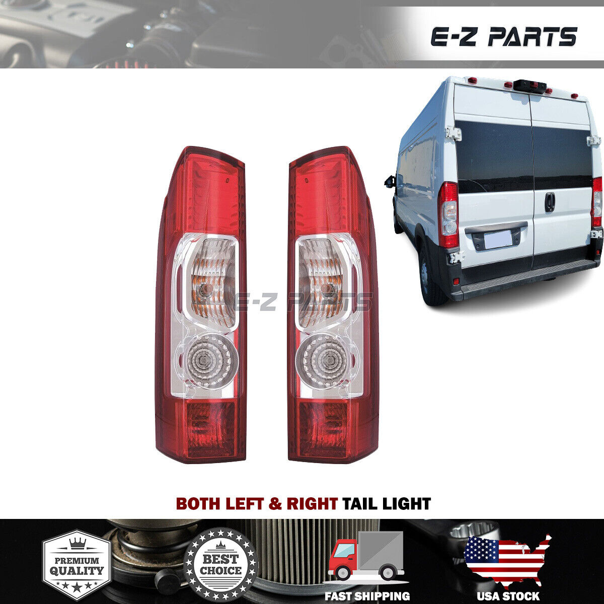 E-Z PARTS For 2014-2022 RAM Promaster Tail Light, Rear Lights (Both Left & Right Set)