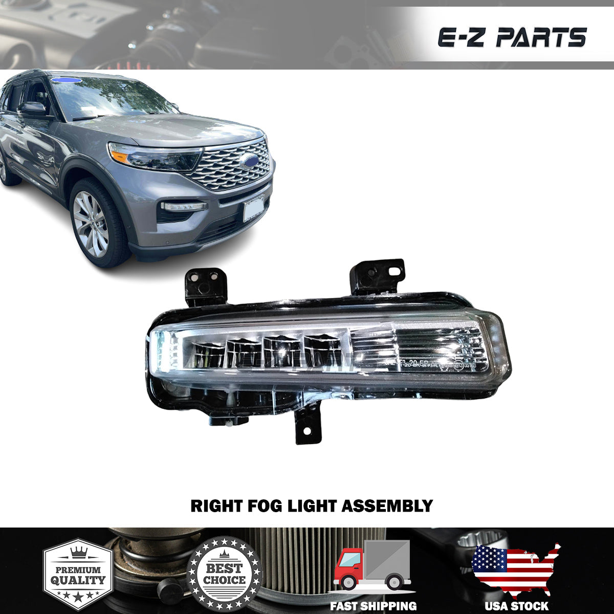 For 2020-2022 Ford Explorer Right Fog Light Assembly Passenger Side RH