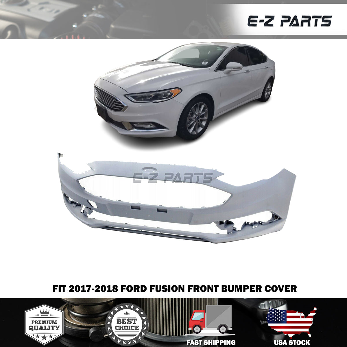 For 2017-2018 Ford Fusion Front Bumper Cover Bumper