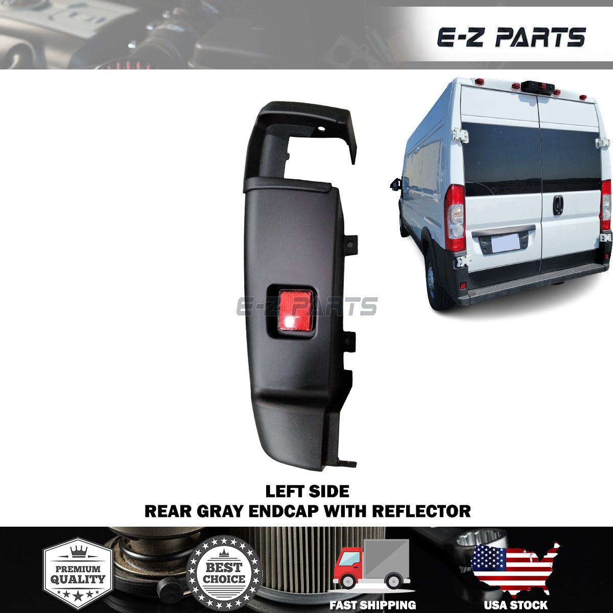 For 2014-2022 RAM Promaster Left Rear Endcap with Reflector Driver Side LH