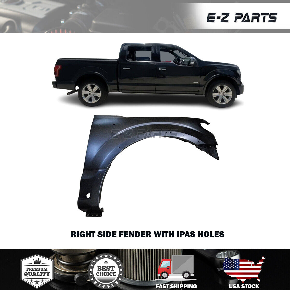 For 2015-2020 Ford F150 Aluminum With IPAS Holes Fender Passenger Side RH