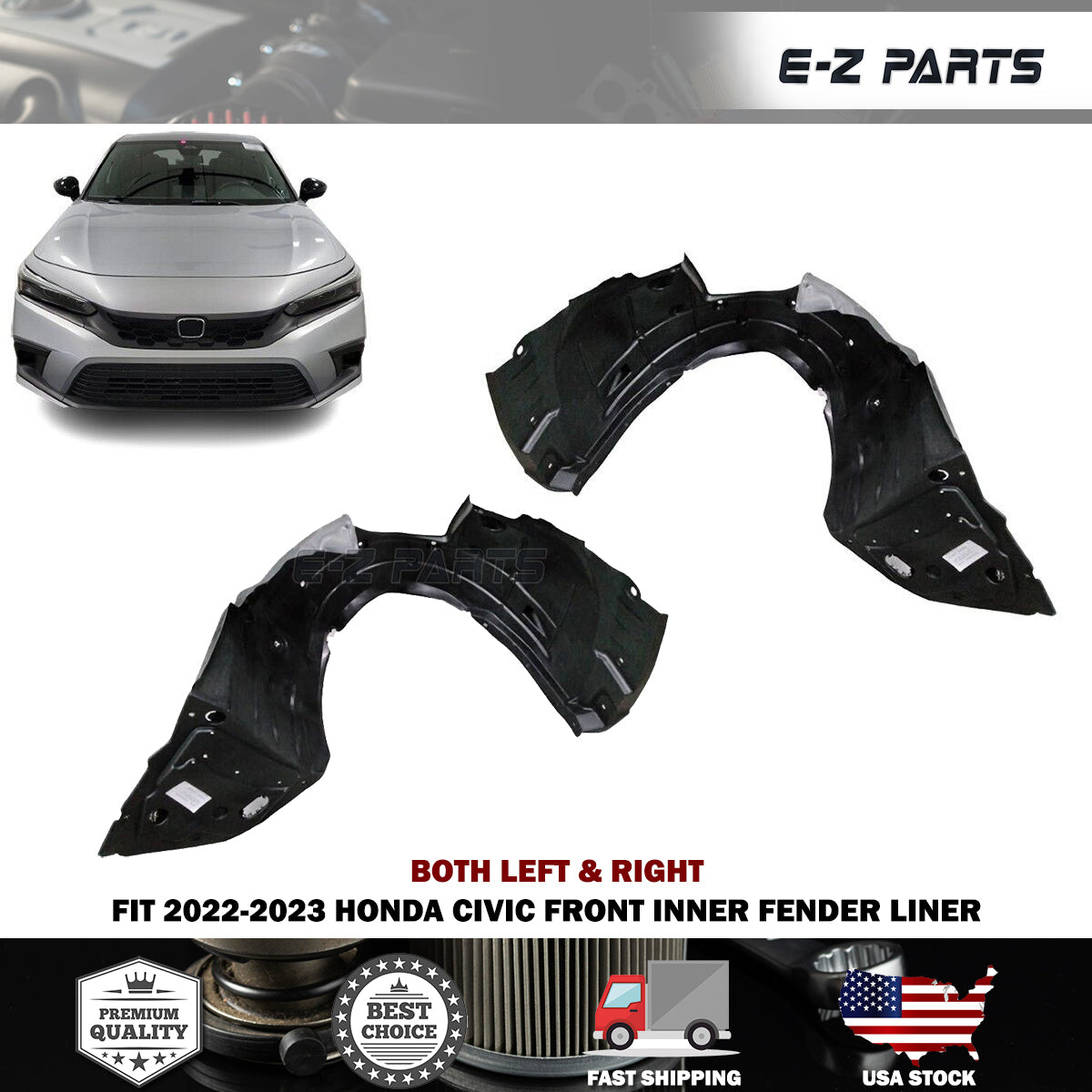 For 2022-2023 Honda Civic Both Left & Right Front Inner Fender Liner