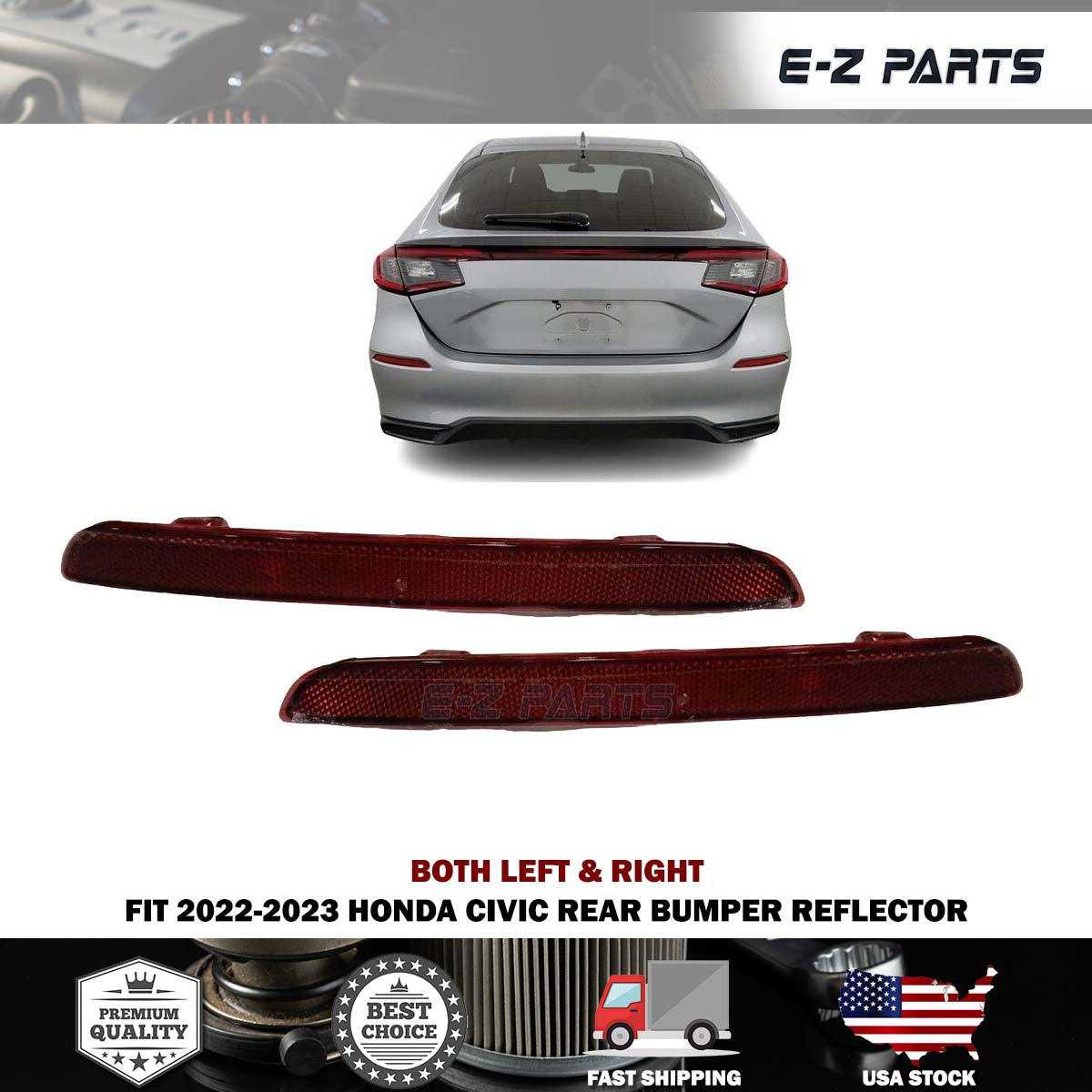 For 2022-2023 Honda Civic Rear Both Left & Right Bumper Reflectors