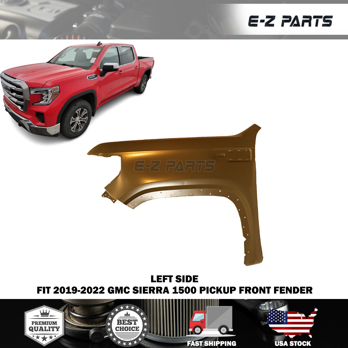 For 2019-2022 GMC Sierra 1500 Pickup Left Front Fender Driver Side LH