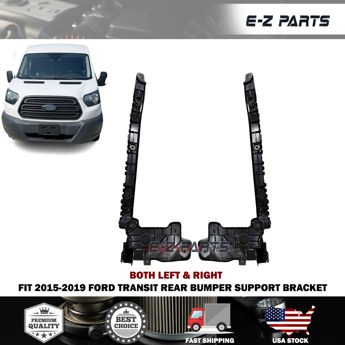 Fit 2015-2019 Ford Transit Both Left & Right Rear Bumper Support Bracket