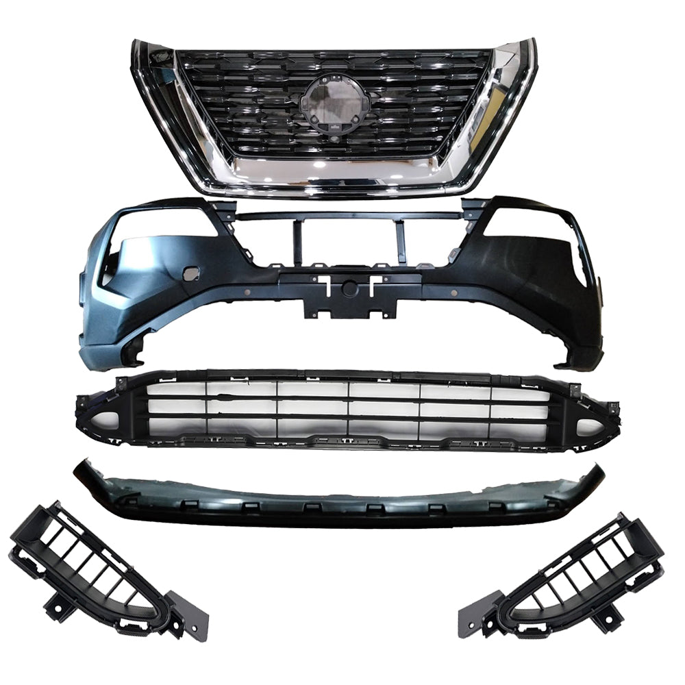 For 2021-2022 Nissan Rogue Front Bumper Kit with Upper and Lower Grilles with
