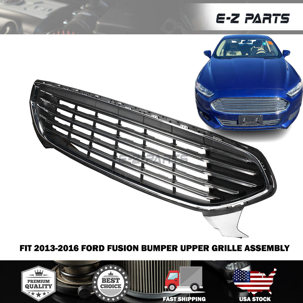 For 2013-2016 Ford Fusion Front Bumper Upper Grille Assembly DS7Z8200BA