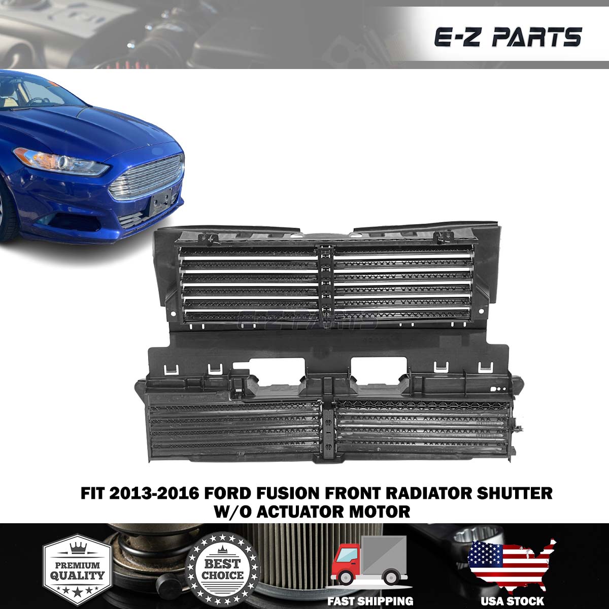 Premium Quality for 2013-2016 Ford Fusion Front Radiator Shutter W/o Actuator Motor