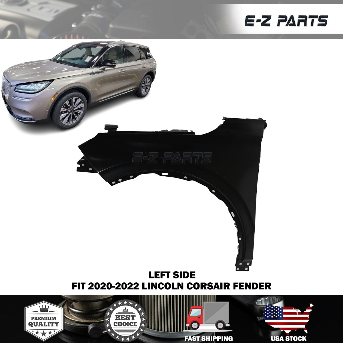For 2020-2022 Lincoln Corsair Left Fender Driver Side LH
