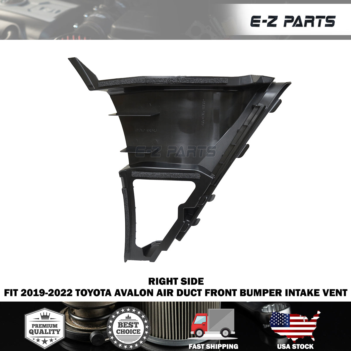 For 2019-2022 Toyota Avalon Right Side Air Duct Front Bumper Intake Vent Black